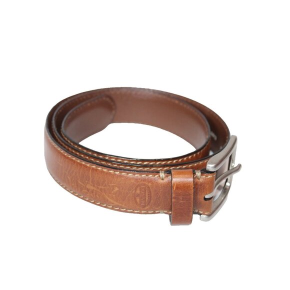 Fossil Mens Brown Genuine Leather Belt Size 38 Silver Buckle Classic - Picture 7 of 7